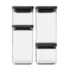 סט 4 מיכלי אחסון פלסטיק 0.7 + 1.6 ליטר, מכסה Brabantia - ללא BPA